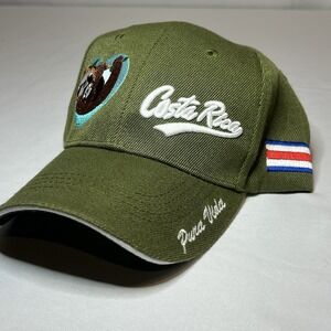 COSTA RICA PURA VIDA BASEBALL CAP MONKEY DESIGN ONE SIZE FITS ALL  Green